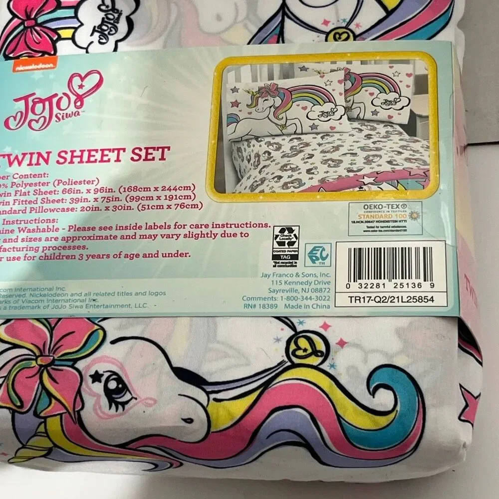 Nickelodeon‎ Twin JoJo Siwa Live Your Dream Unicorn Twin Sheet Set 3 Piece NWT